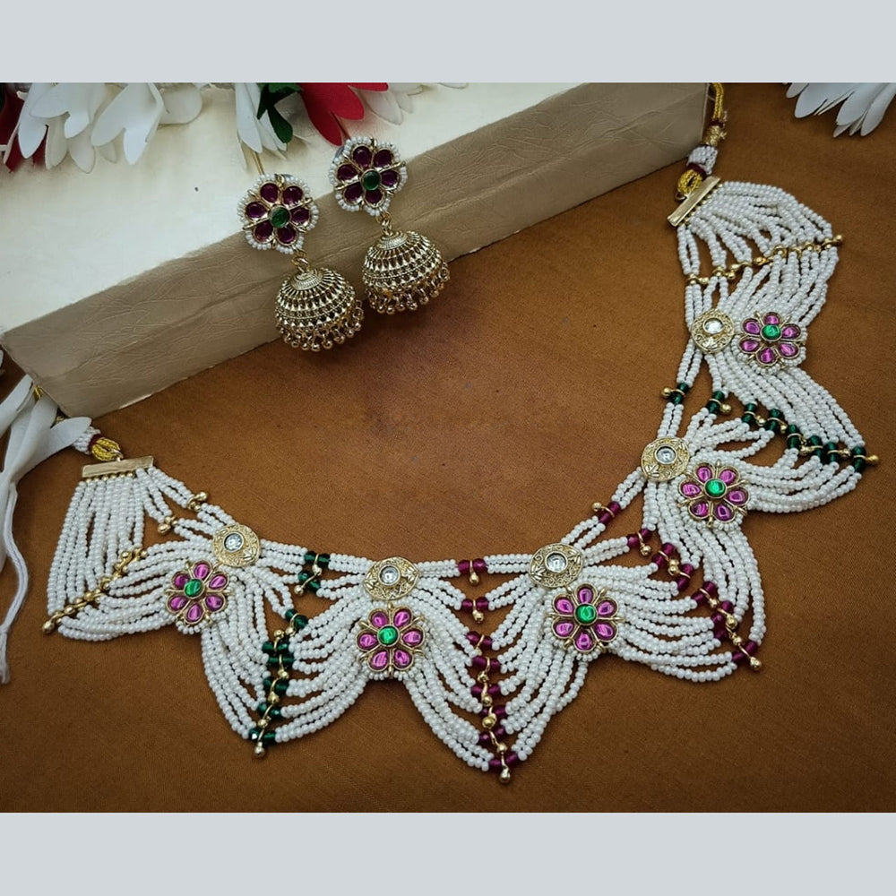 Tanish Art Jewellery Royal Kundan Stones And Pearls Necklace Set