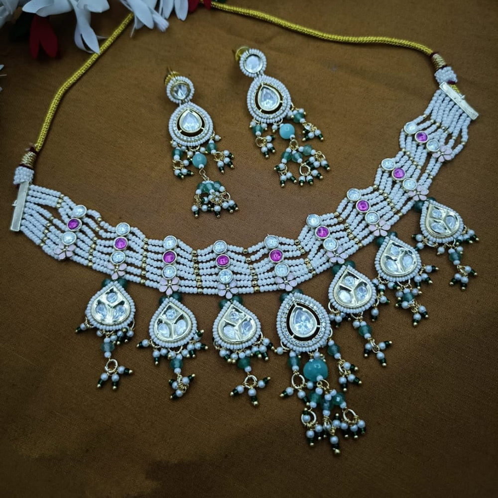 Tanish Art Jewellery  Designer Polki Kundan Stone And Pearl Necklace Set