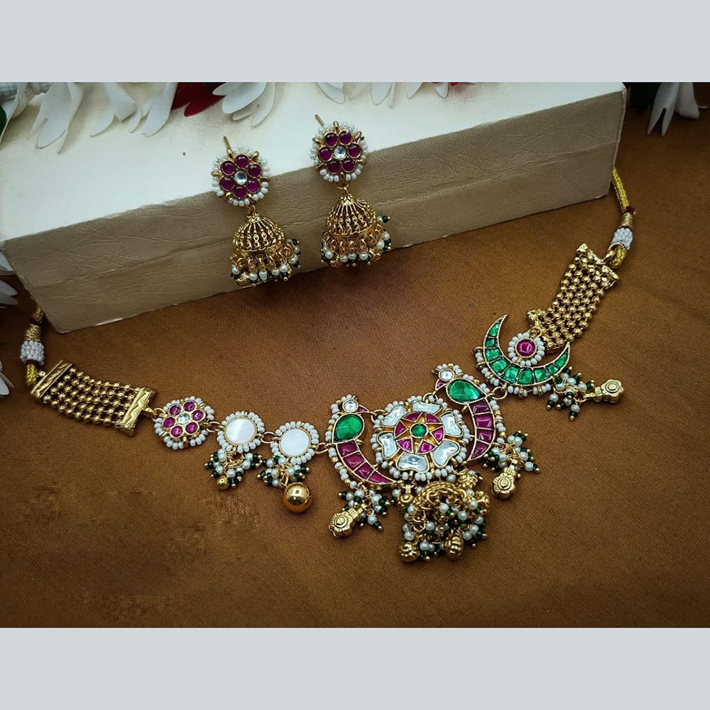 Tanish Art Jewellery Classic Pota Stone With Matching Earrings Necklace Set