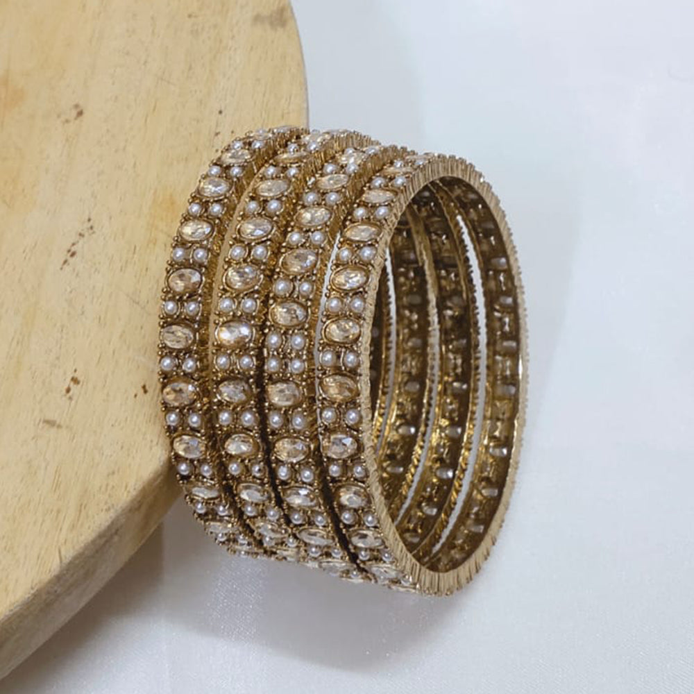 Tanish Art Jewellery Crystal And Pearl Bangles Set