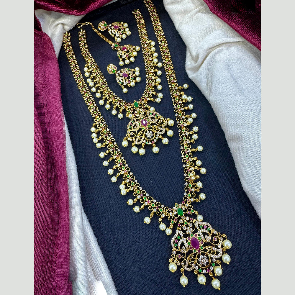 Tanish Art Jewellery Luxe Twins Austrain Stone And Pearl Double Glamour Necklace Set