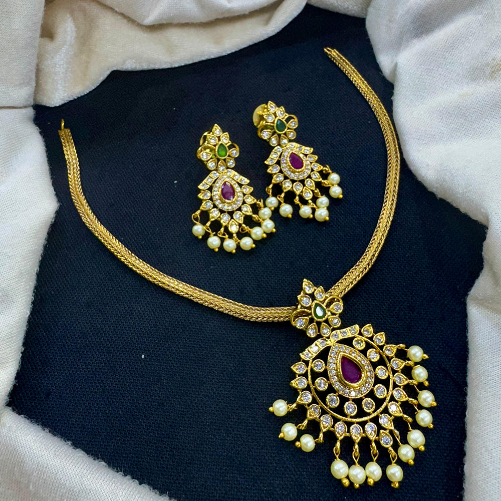 Tanish Art Jewellery Shine Of Pearls And Austrain Stone Necklace Set