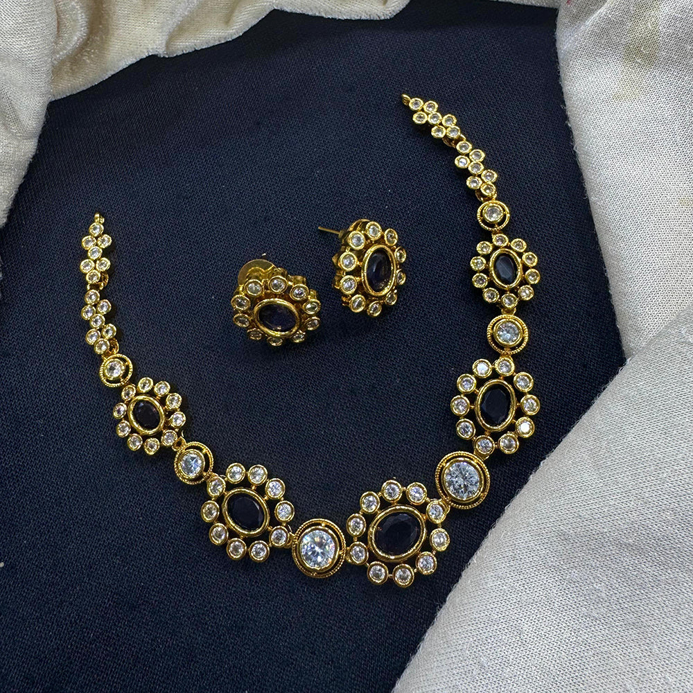 Tanish Art Jewellery Elite Shine Crystal And Austrain Stone Necklace Set