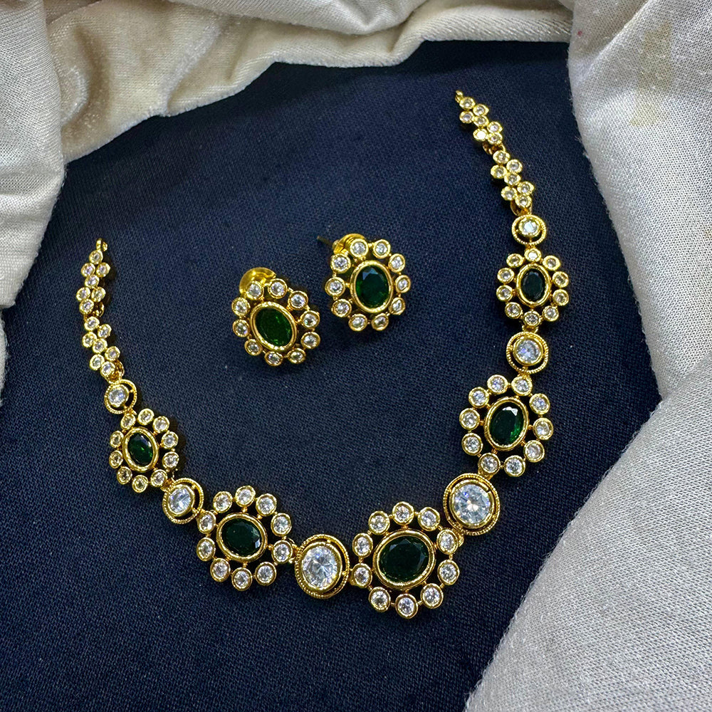 Tanish Art Jewellery Elite Shine Crystal And Austrain Stone Necklace Set