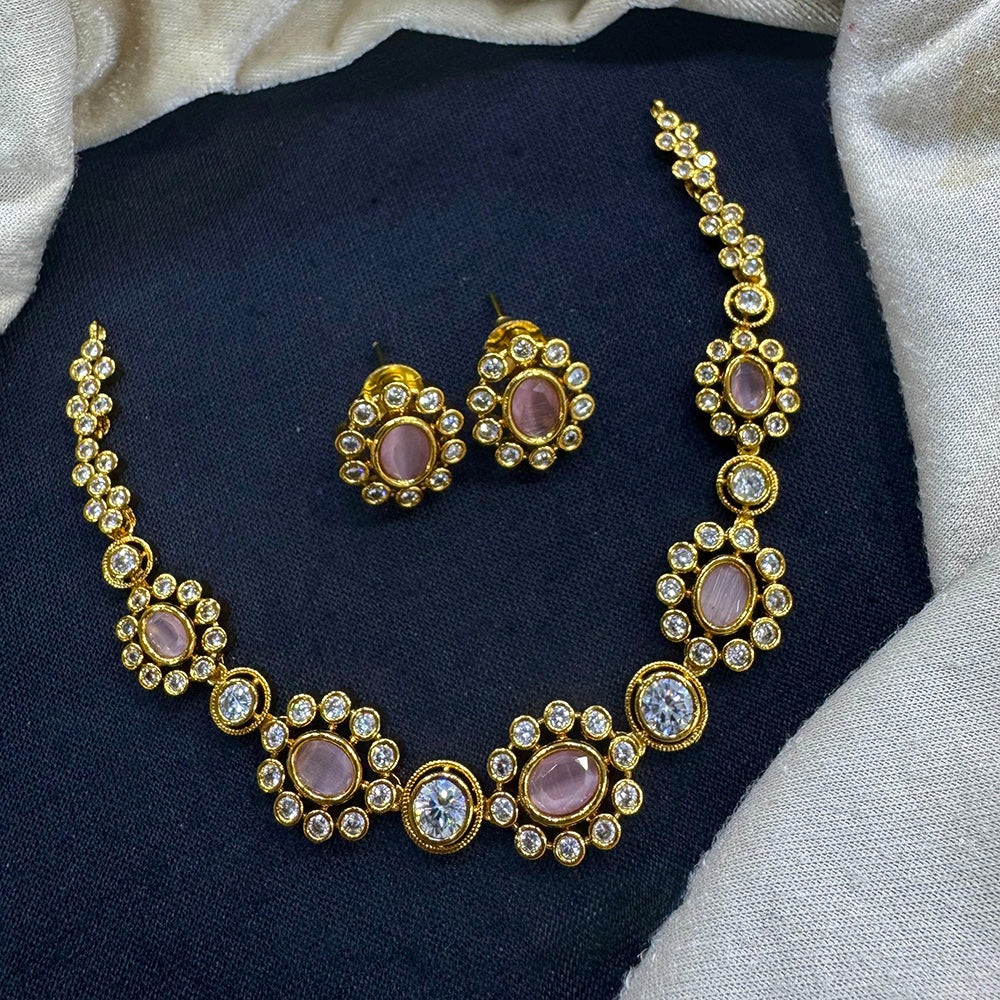 Tanish Art Jewellery Elite Shine Crystal And Austrain Stone Necklace Set