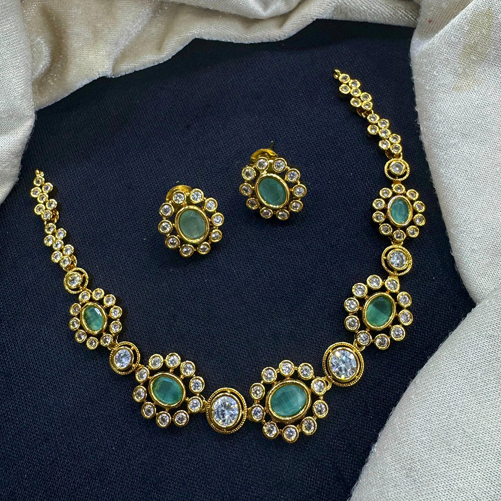 Tanish Art Jewellery Elite Shine Crystal And Austrain Stone Necklace Set