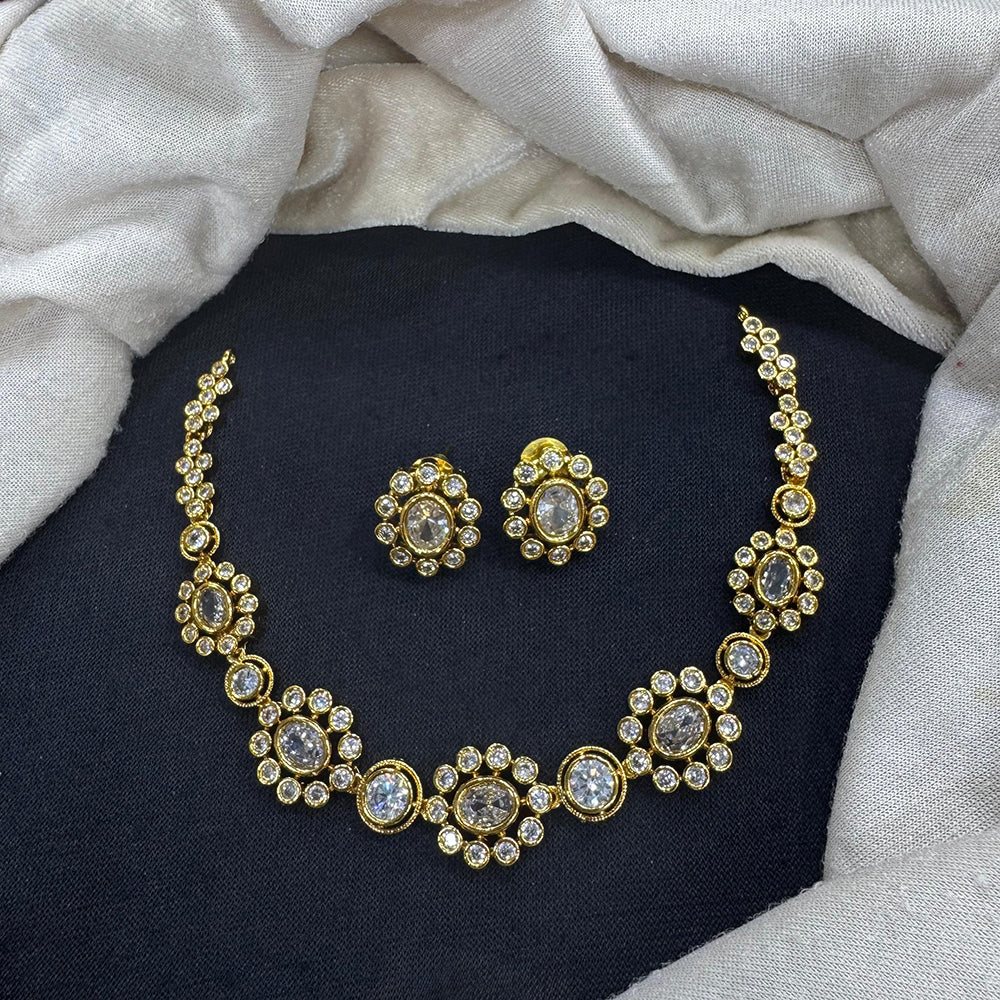 Tanish Art Jewellery Elite Shine Crystal And Austrain Stone Necklace Set