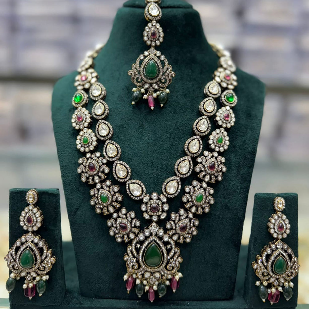 Tanish Art Jewellery Cultural Grace Traditional Pota And Crystal Stone Long Necklace Set
