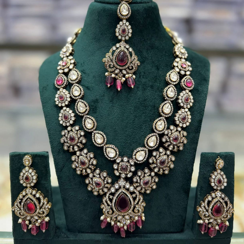 Tanish Art Jewellery Cultural Grace Traditional Pota And Crystal Stone Long Necklace Set