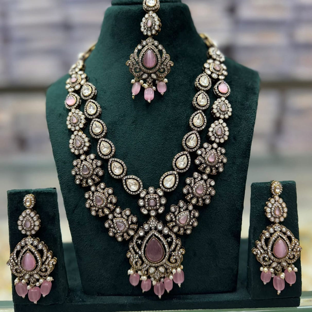 Tanish Art Jewellery Cultural Grace Traditional Pota And Crystal Stone Long Necklace Set