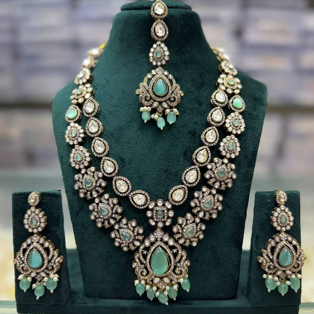 Tanish Art Jewellery Cultural Grace Traditional Pota And Crystal Stone Long Necklace Set