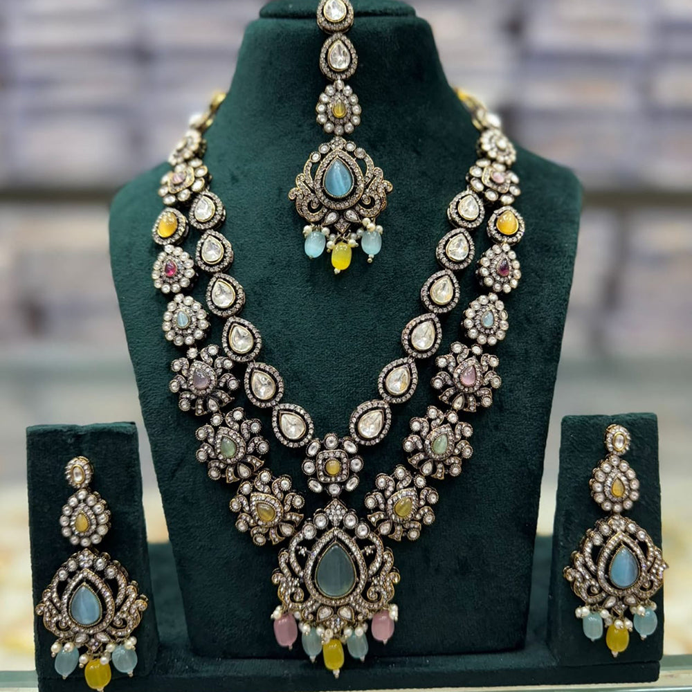 Tanish Art Jewellery Cultural Grace Traditional Pota And Crystal Stone Long Necklace Set