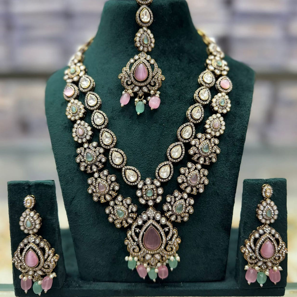 Tanish Art Jewellery Cultural Grace Traditional Pota And Crystal Stone Long Necklace Set