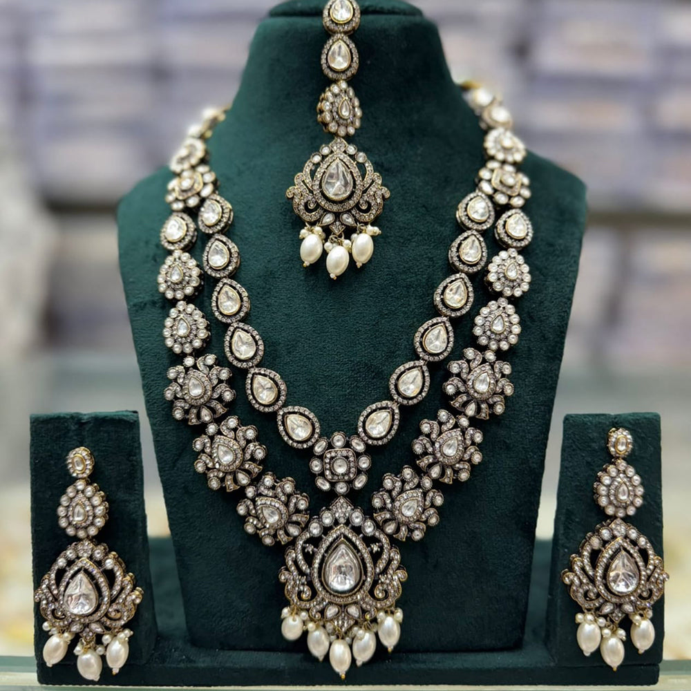 Tanish Art Jewellery Cultural Grace Traditional Pota And Crystal Stone Long Necklace Set