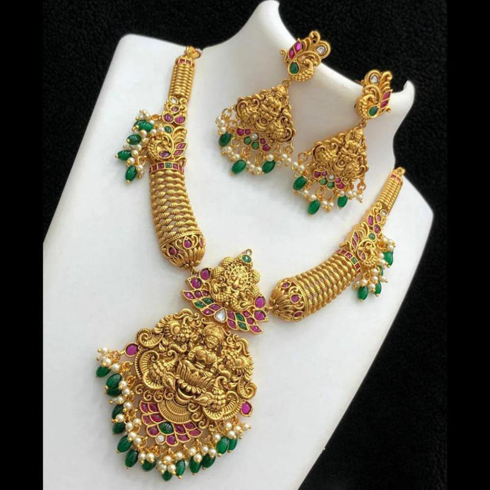 Tanish Art Jewellery Glow And Grace Pota And Temple Pearl Necklace Set