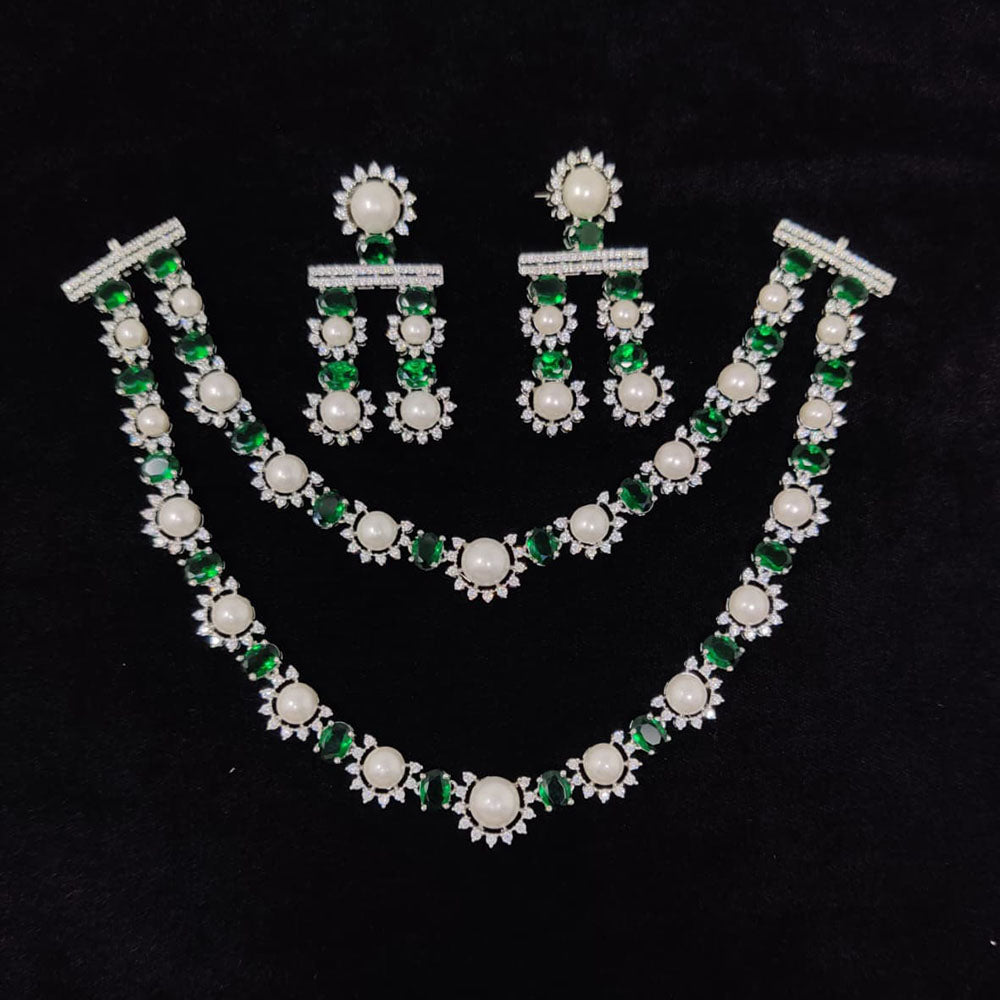 Tanish Art Jewellery Glamorous American Diamond Necklace Set