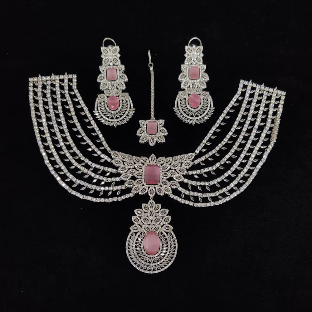 Tanish Art Jewellery Glamorous American Diamond Necklace Set