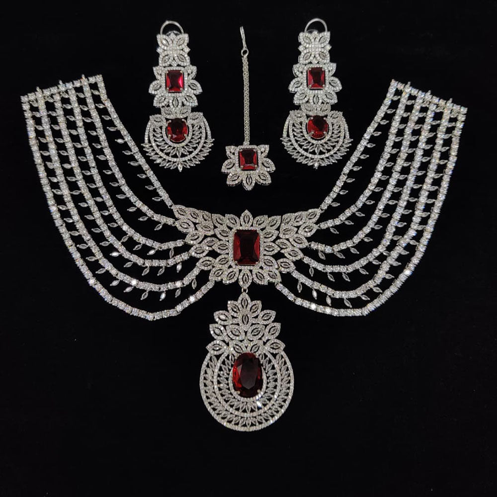 Tanish Art Jewellery Glamorous American Diamond Necklace Set