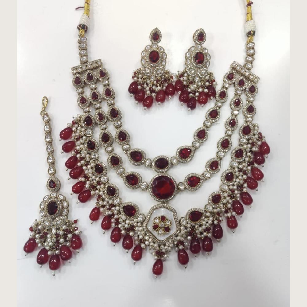 Tanish Art Jewellery Royal Pota Stone And Beads Necklace Set