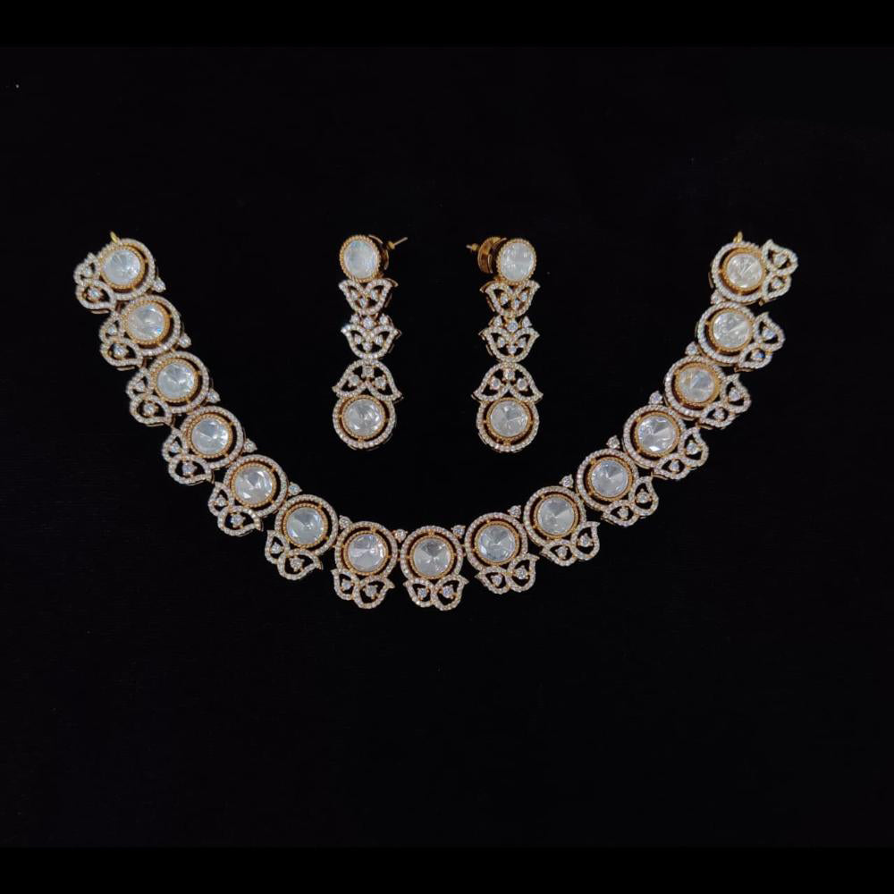 Tanish Art Jewellery Premium Polki Kundan And Austrian Stone Necklace Set