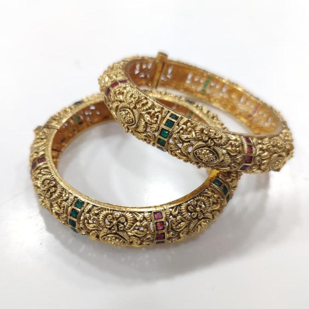 Tanish Art Jewellery Heritage Pota Stone Openable Bangles Set