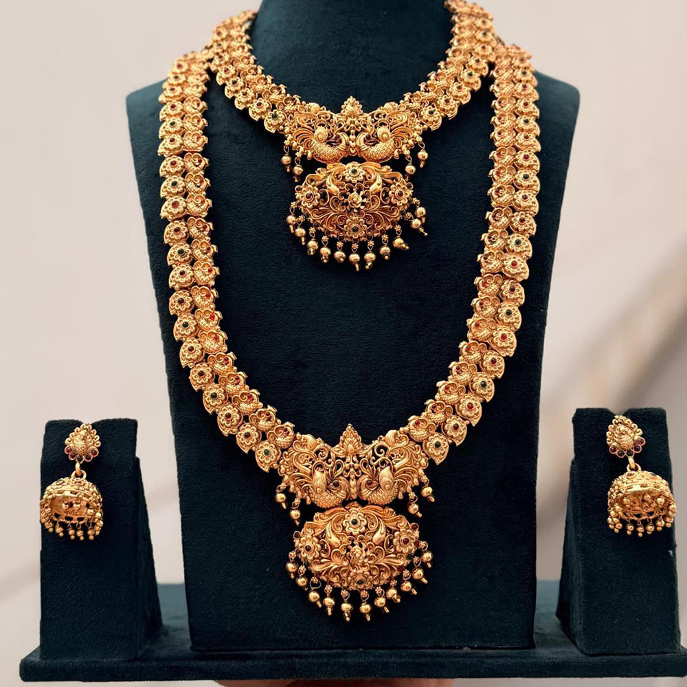 Tanish Art Jewellery Designer Pota Stone And Pearl Double Necklace Set