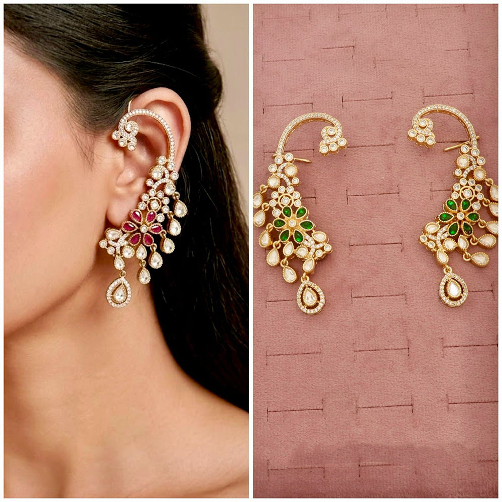 Tanish Art Jewellery Royal Kundan Stone Earcuff Dangler Earrings