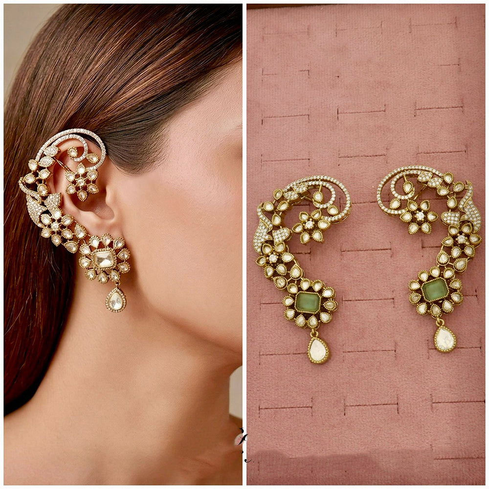 Tanish Art Jewellery Royal American Diamond Earcuff Dangler Earrings