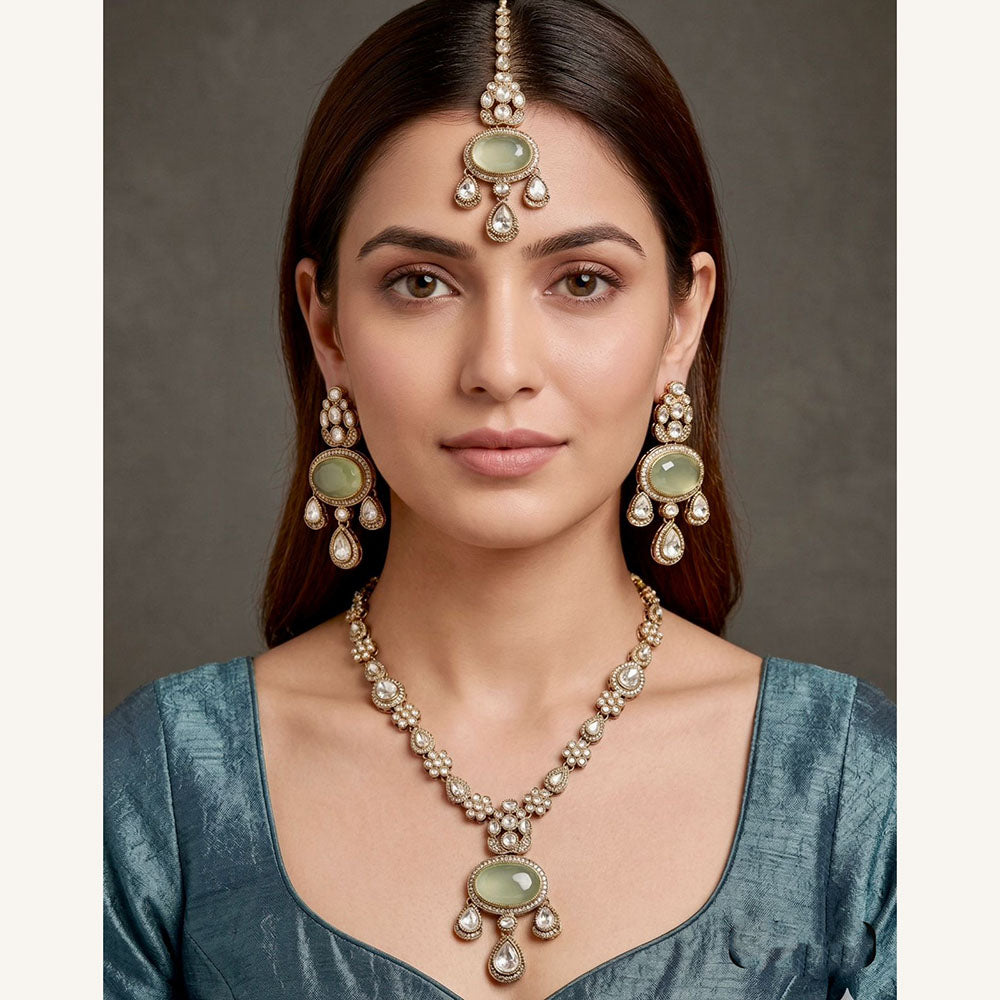 Tanish Art Jewellery Pota Stone Necklace Set