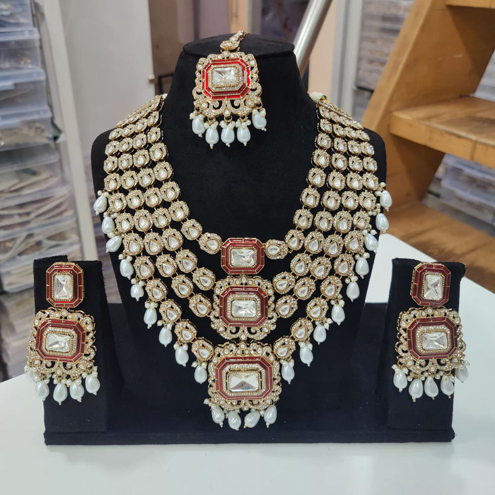 Tanish Art Jewellery Elegant Pota Stone Pearl And Beads Necklace Set