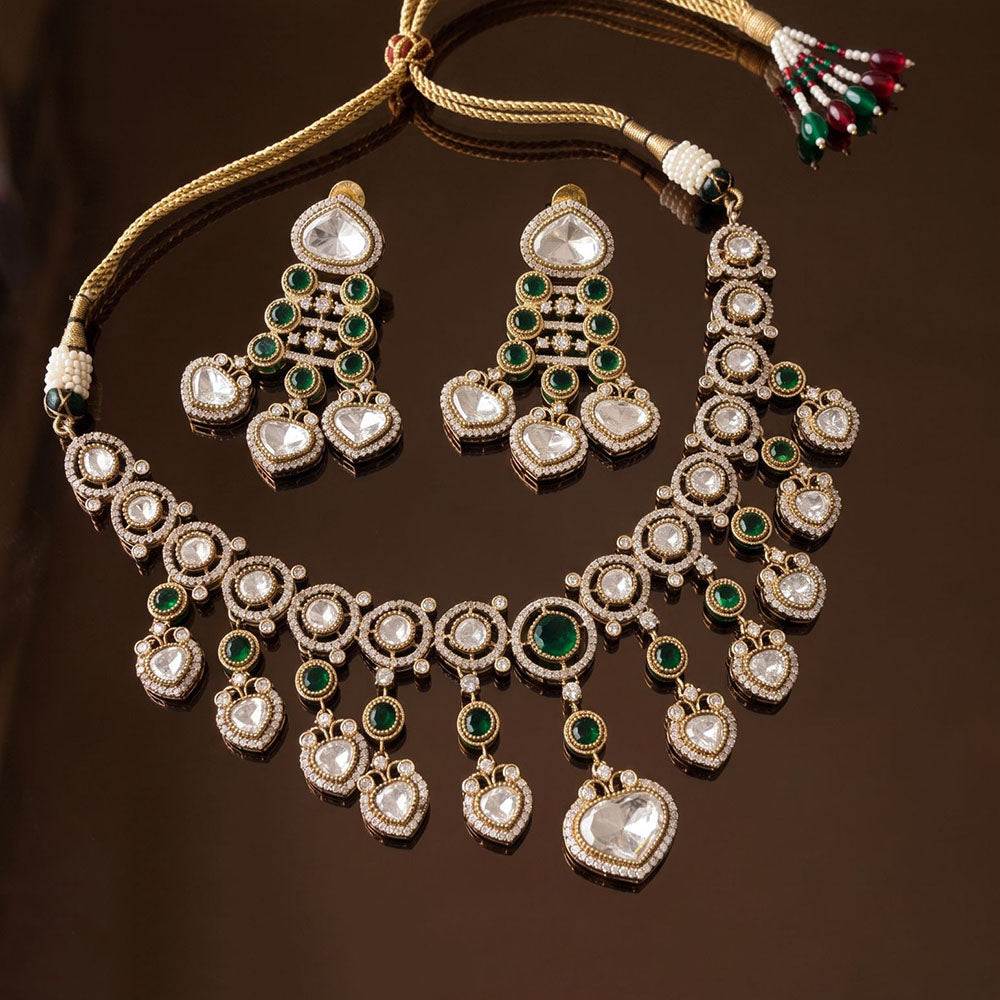 Tanish Art Jewellery Designer Pota And Polki Kundan Stone Necklace Set