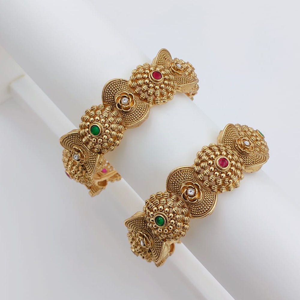 Tanish Art Jewellery Heritage Pota Stone Openable Bangles Set
