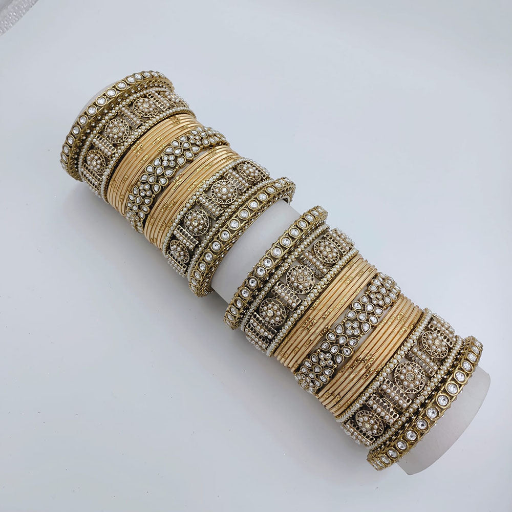 Tanish Art Jewellery Polki Kundan And Pearl Bridal Bangles Set
