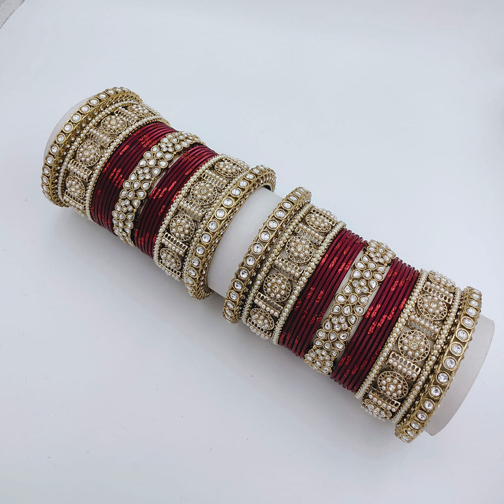 Tanish Art Jewellery Polki Kundan And Pearl Bridal Bangles Set