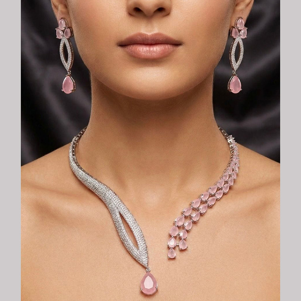 Tanish Art Jewellery Stunning American Diamond Royal Necklace Set