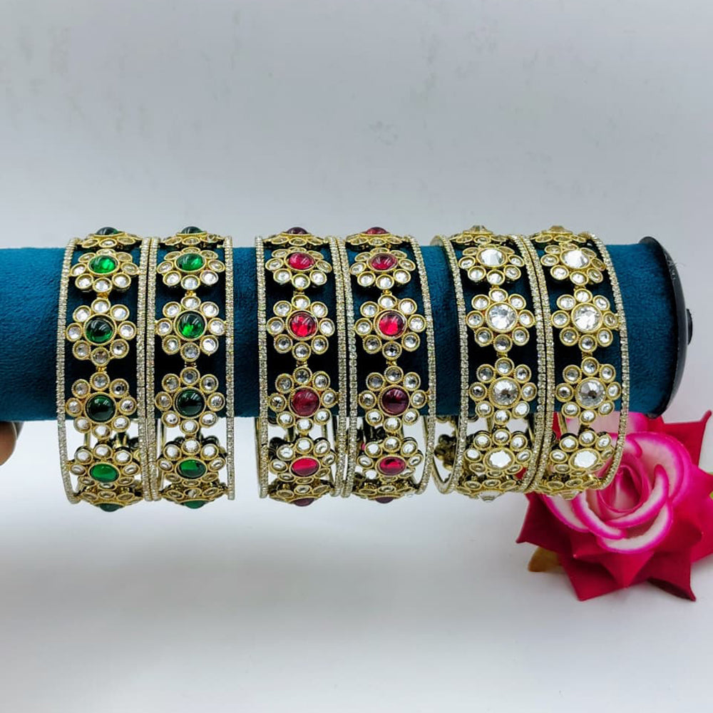 Tanish Art Jewellery Traditional Pota Stone Bangles Set