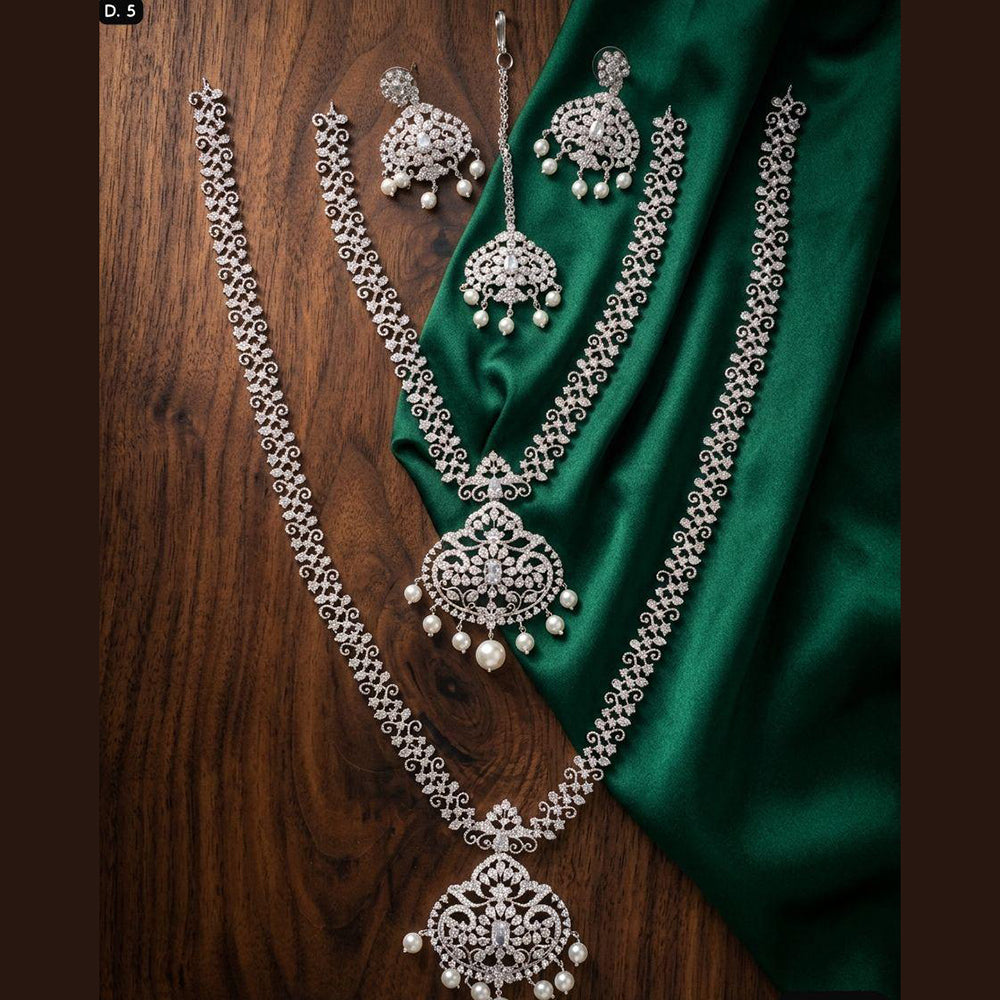 Tanish Art Jewellery Royal American Daimond Stone Double Necklace Set