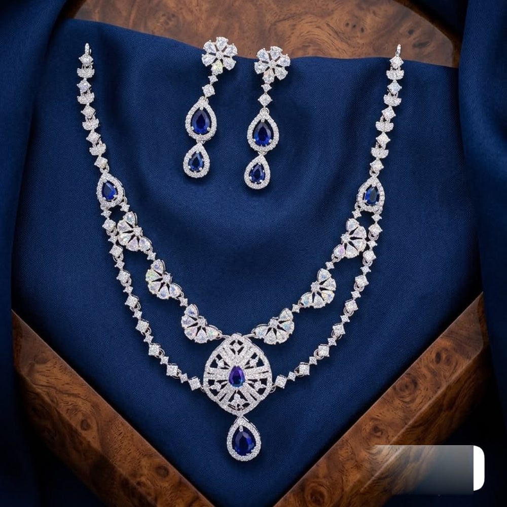 Tanish Art Jewellery Royal American Daimond Stone Necklace Set