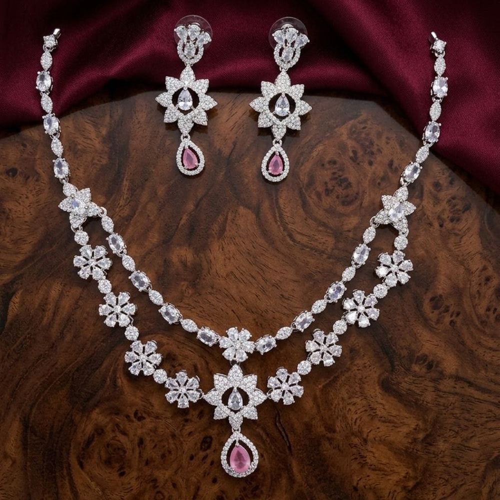 Tanish Art Jewellery Royal American Daimond Stone Necklace Set