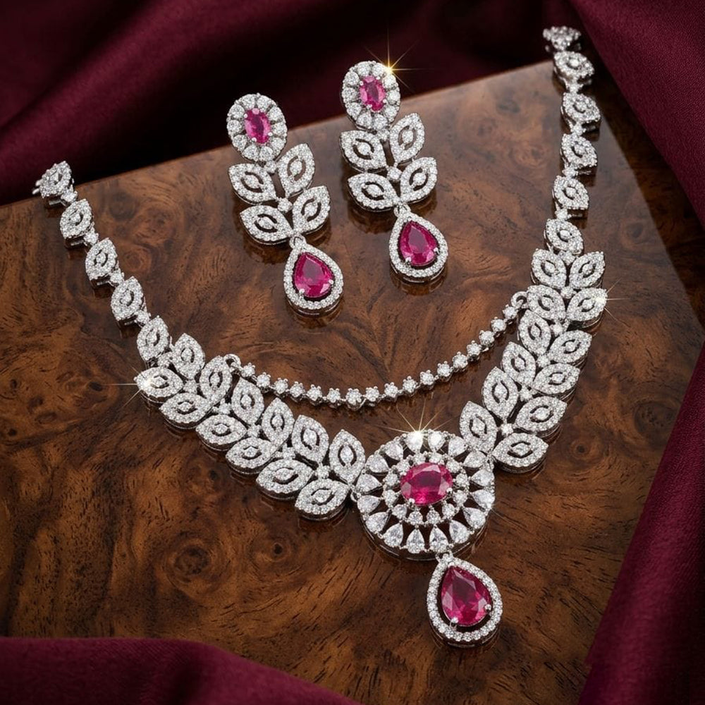 Tanish Art Jewellery Royal American Daimond Stone Necklace Set