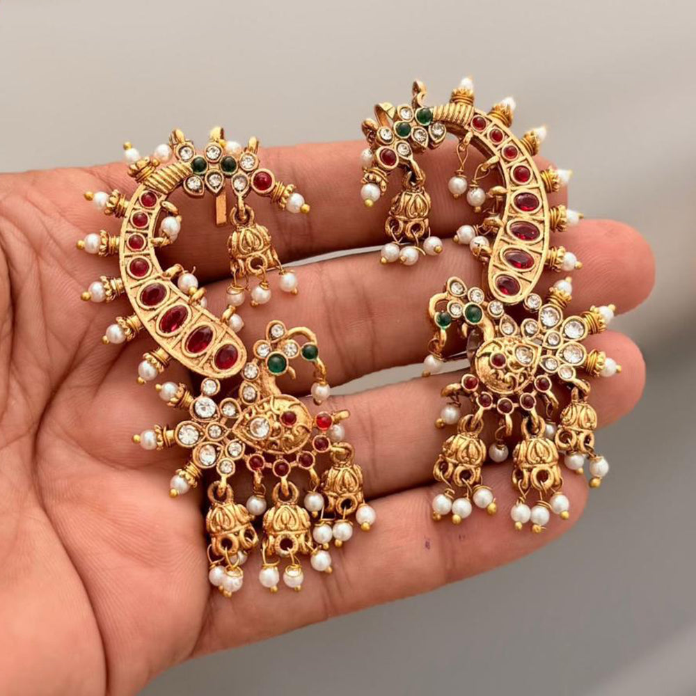Tanish Art Jewellery Traditional Pota Stone And Pearl Earcuff Jhumki Earrings