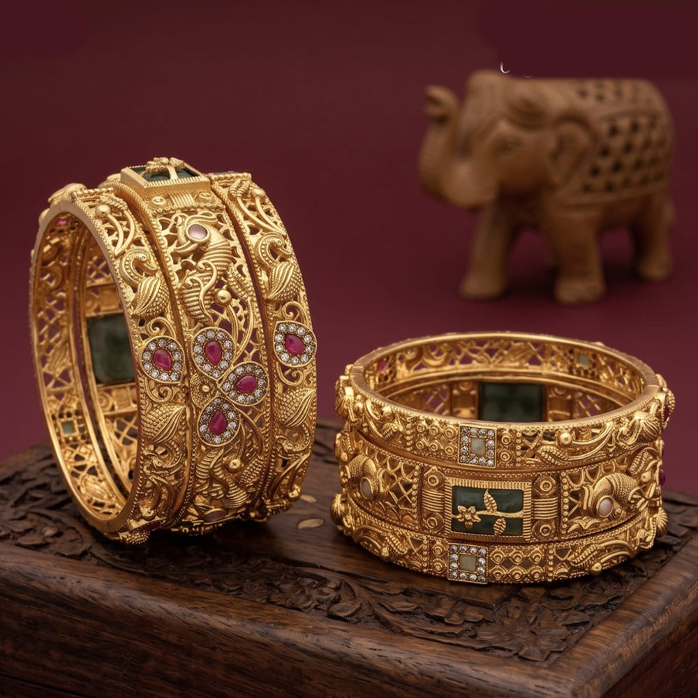 Tanish Art Jewellery Heritage Pota Stone Bangles Set