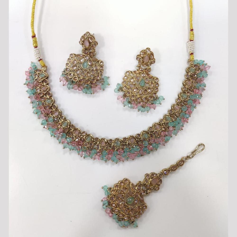 Tanish Art Jewellery Statement Pota Stone And Pearl Neckalce Set