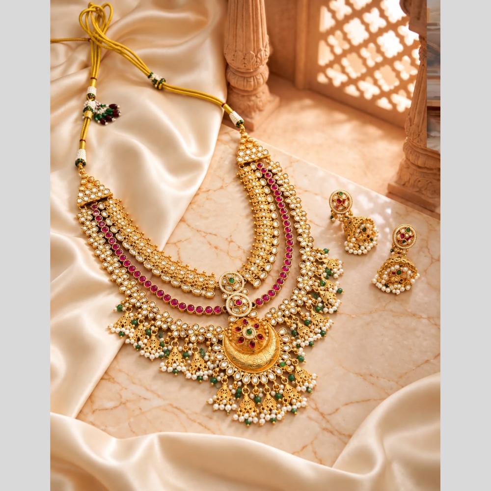 Tanish Art Jewellery Traditional Pota Stone And Beads Long Necklace Set