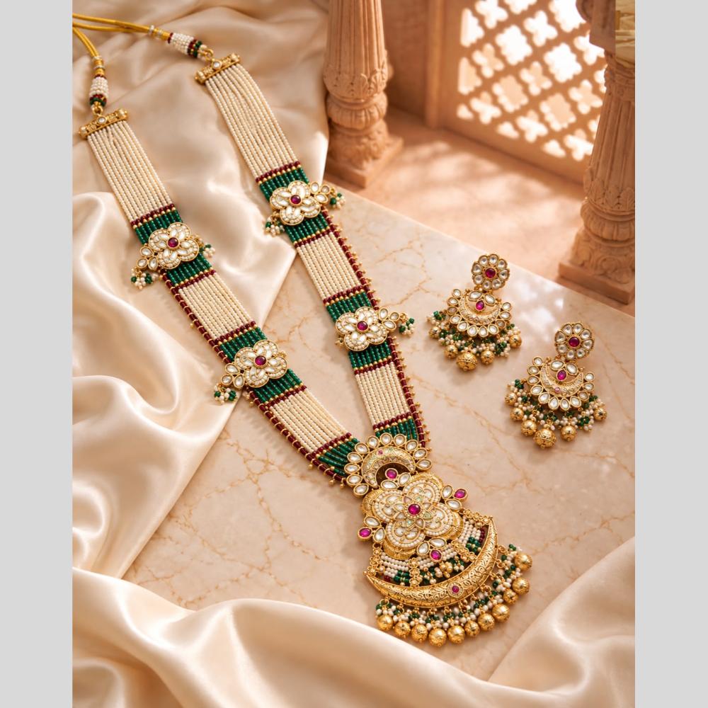 Tanish Art Jewellery Traditional Pota Stone And Beads Long Necklace Set