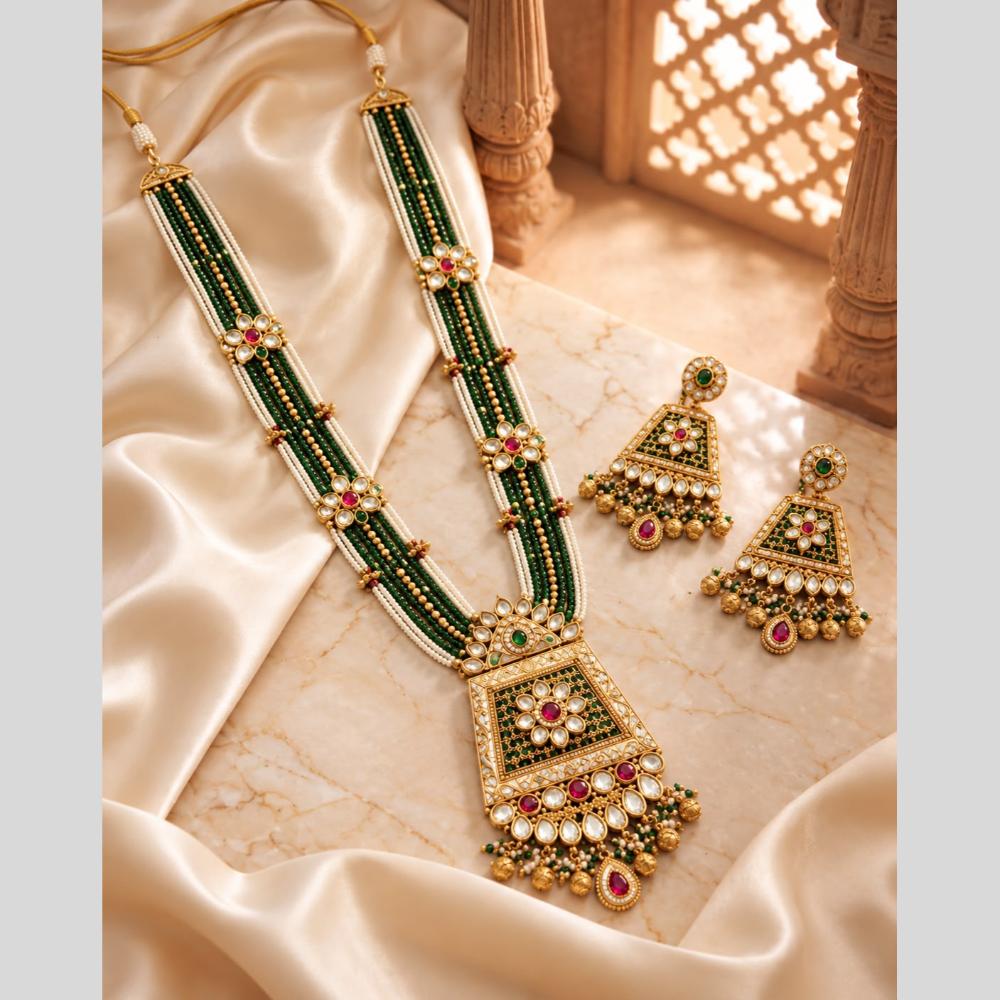 Tanish Art Jewellery Traditional Pota Stone And Beads Long Necklace Set