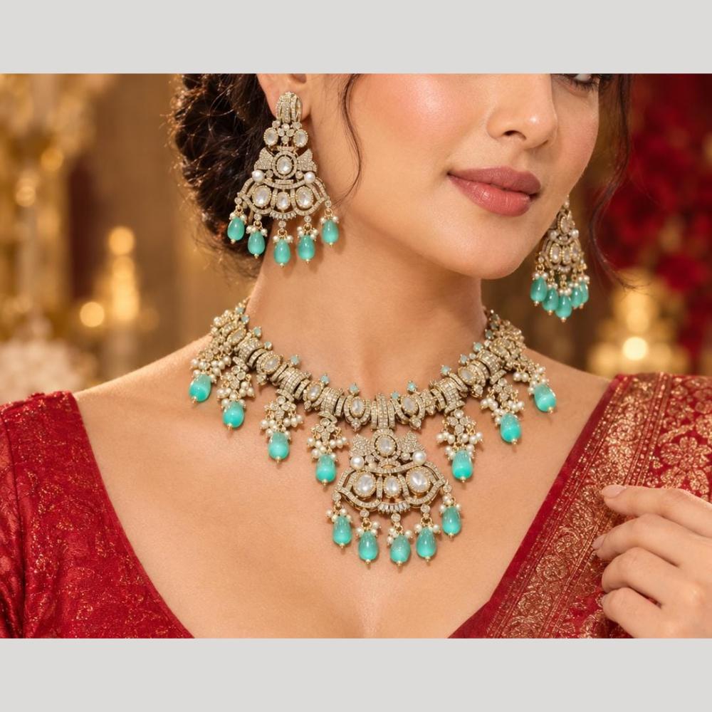Tanish Art Jewellery Bridal Fashion Polki Kundan Stone And Beads Choker Necklace Set