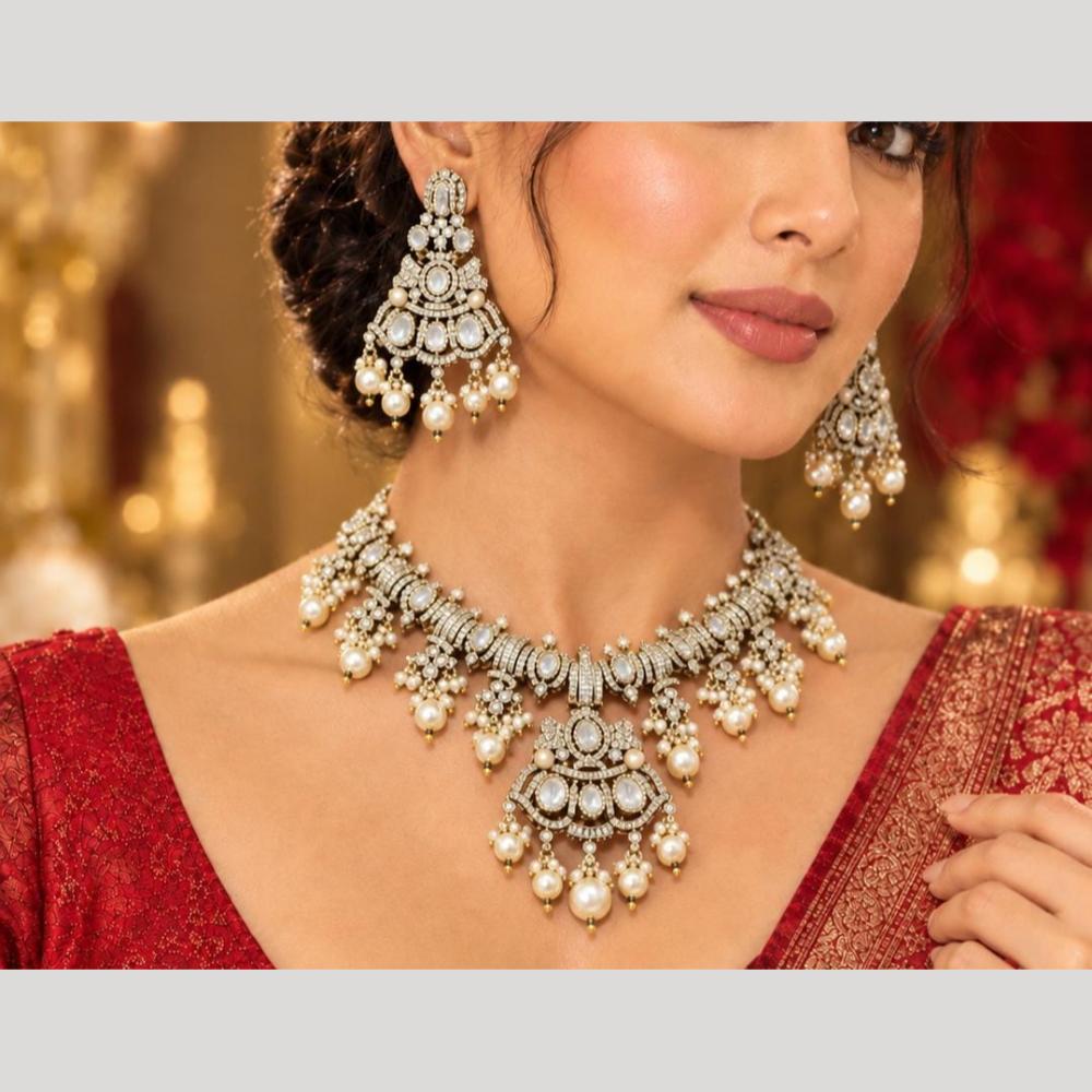 Tanish Art Jewellery Bridal Fashion Polki Kundan Stone And Beads Choker Necklace Set