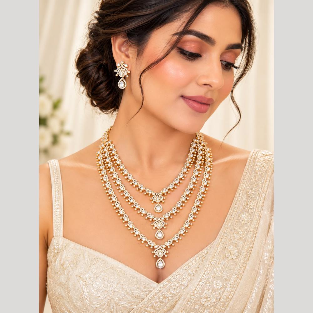 Tanish Art Jewellery Bridal Look American Daimond Necklace Set