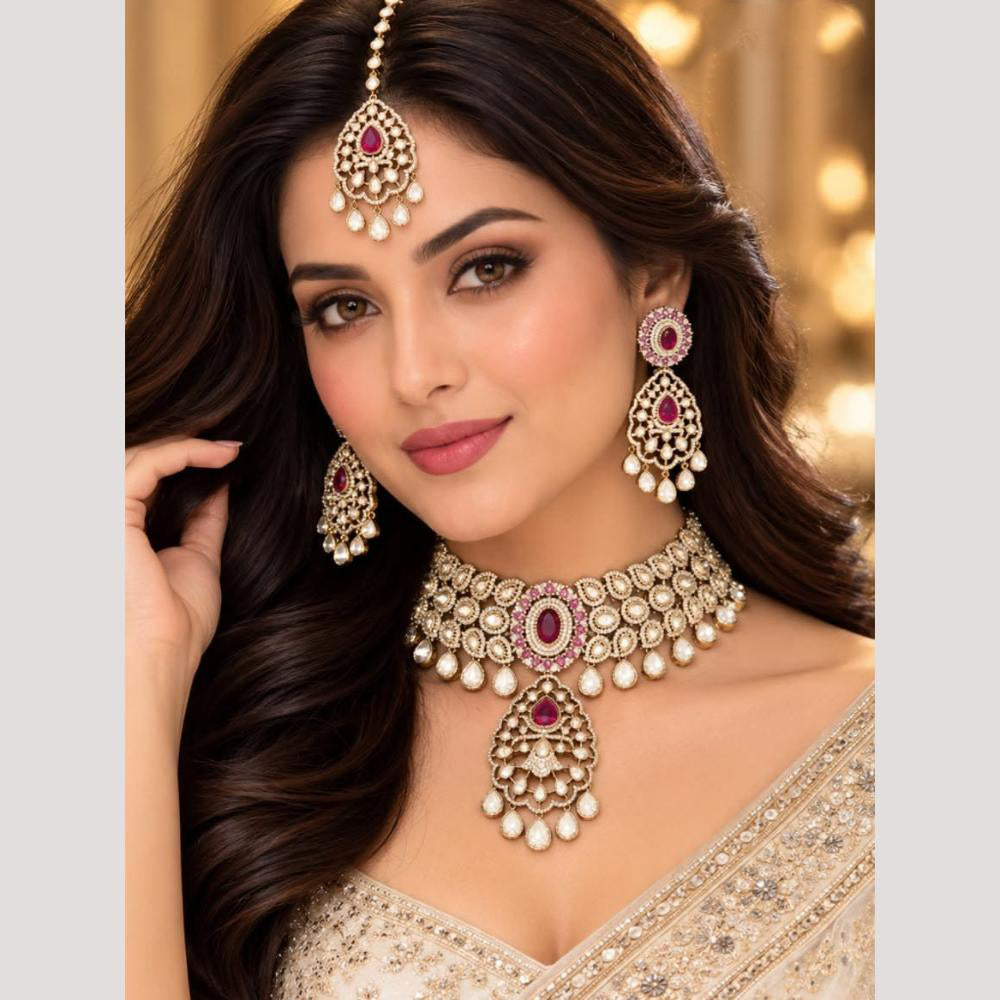 Tanish Art Jewellery Polki Kundan And Amerian Diamond Necklace Choker Set